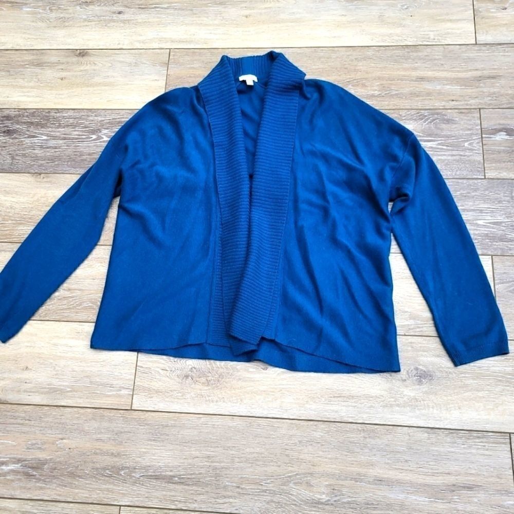 Talbots s/p dark teal cardigan ribbed edge